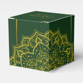 Caja Para Regalos Elegant Green And Gold Mandala Wedding Favor Box