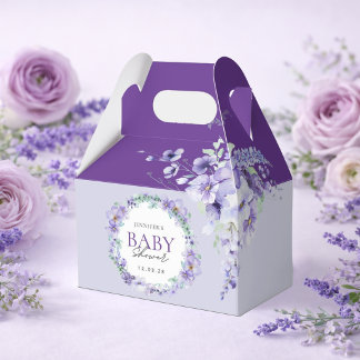 Caja Para Regalos Elegant Lavender Floral Baby Shower purple