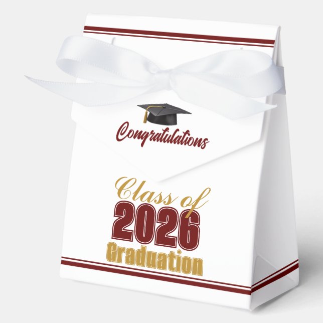 Caja Para Regalos Elegant Maroon Gold Class of 2026 Graduation (Anverso)