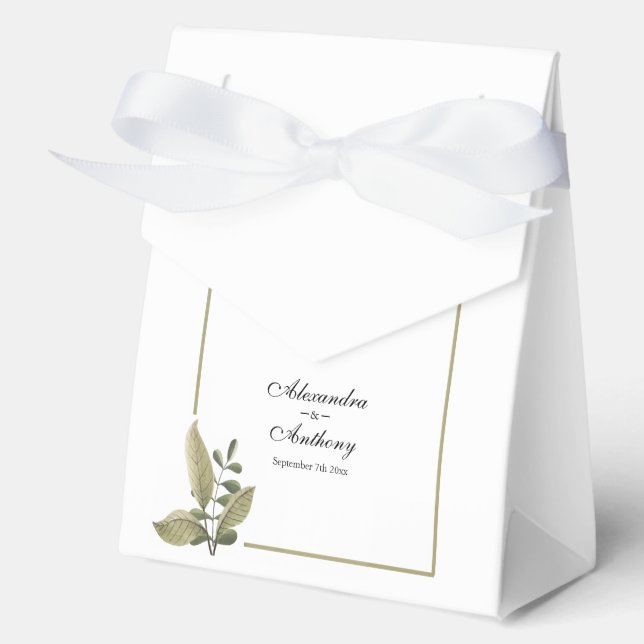 Caja Para Regalos Elegant Minimalist Greenery Wedding (Anverso)
