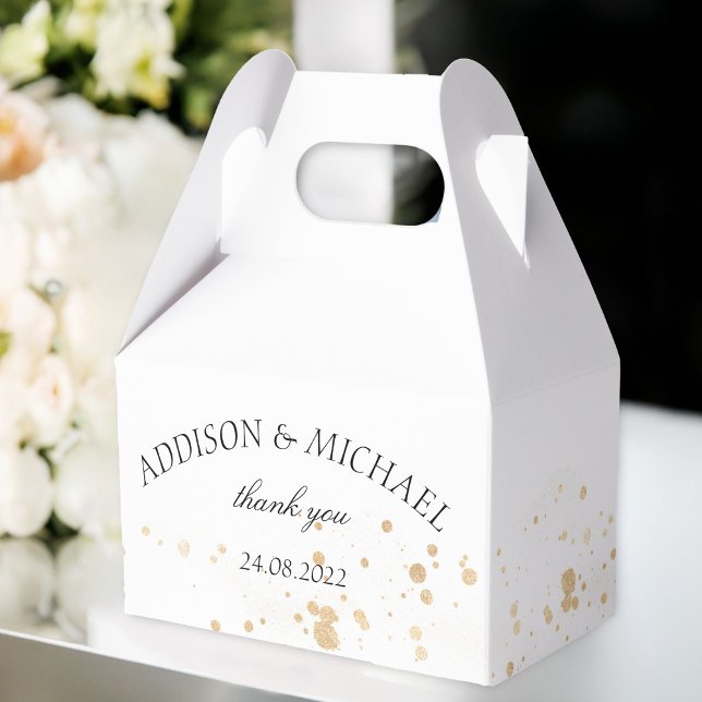 Caja Para Regalos Elegant Modern  goldene Punkte Hochzeit (Elegant modern golden dots wedding favor boxes
with your name and date.)