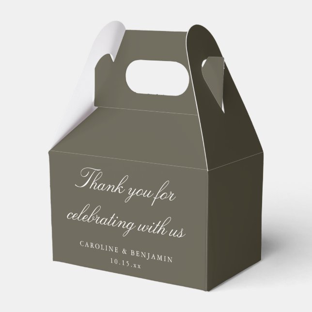 Caja Para Regalos Elegant Olive Script Wedding Custom Thank You  (Front Side)