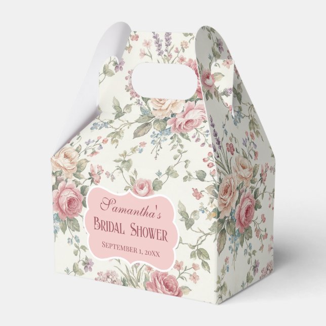 Caja Para Regalos Elegant Pastel Roses Shabby Chic Bridal Shower (Front Side)