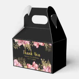 Caja Para Regalos Elegant Pink and Gold Flowers Birthday