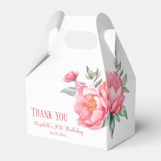 Caja Para Regalos Elegant Pink Peony Botanical Birthday  (Reverso)