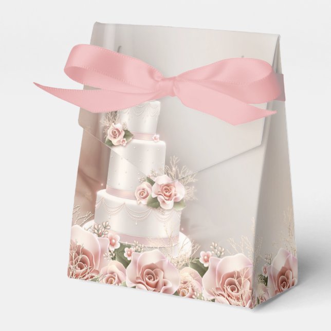 Caja Para Regalos Elegant Pink Rose Wedding Cake (Front Side)