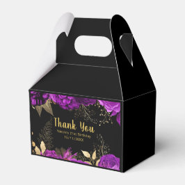 Caja Para Regalos Elegant Purple and Gold Flowers Birthday