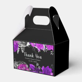 Caja Para Regalos Elegant Purple and Silver Flowers Sweet Sixteen