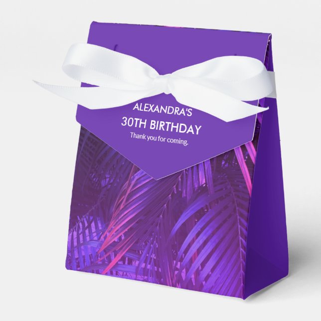 Caja Para Regalos Elegant Purple Palm Leaf Favor Box (Front Side)