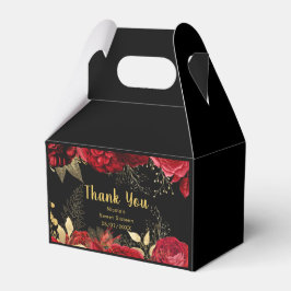 Caja Para Regalos Elegant Red and Gold Flowers Sweet Sixteen 