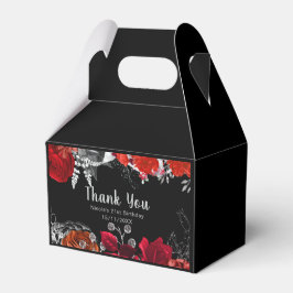 Caja Para Regalos Elegant Red and Silver Flowers Birthday