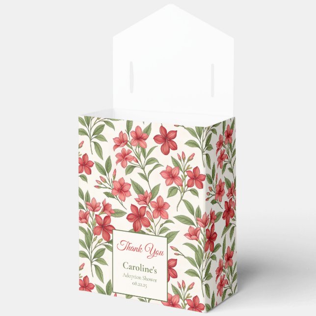 Caja Para Regalos Elegant Red Floral Botanical Adoption Shower (Abierto)