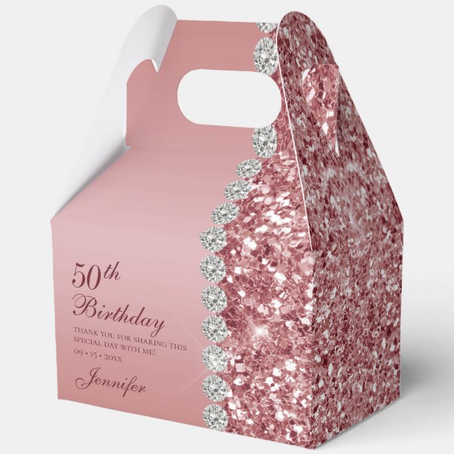Caja Para Regalos Elegant Rose Gold 50th Birthday (Anverso)