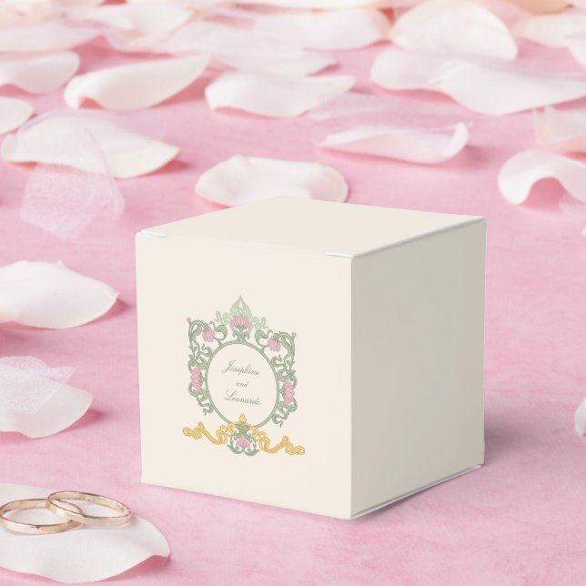 Caja Para Regalos Elegant Sage Green and Gold Art Nouveau (Boda)