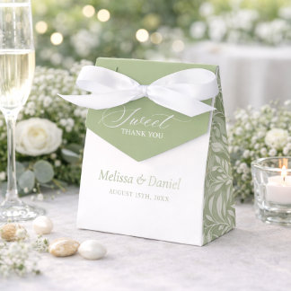 Caja Para Regalos Elegant Sage Green Botanical Wedding  Favor Boxes