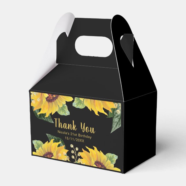 Caja Para Regalos Elegant Sunflowers and Foliage Birthday Party (Front Side)