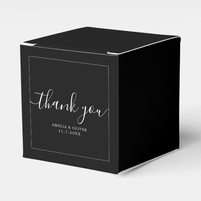 Caja Para Regalos Elegant Timeless Wedding Thank You | Personalized  (Costado Anverso)