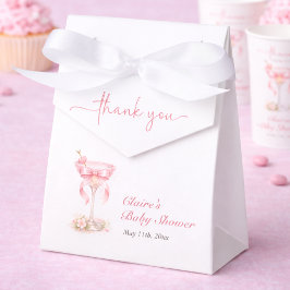 Caja Para Regalos Elegant Tini One Pink Bow Girl Baby Shower