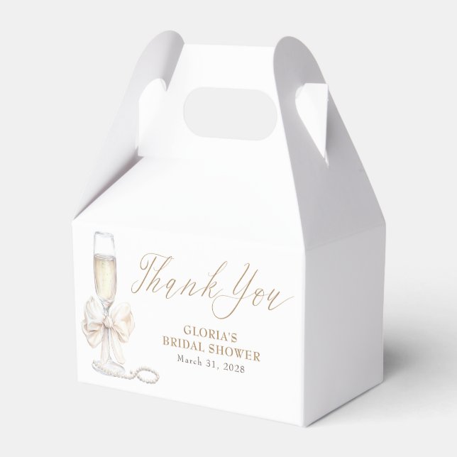 Caja Para Regalos Elegant White Bow Prosecco Bridal Shower Thank You (Front Side)