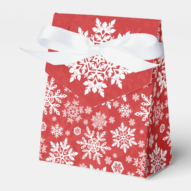 Caja Para Regalos Elegant White Snowflake (Cranberry) (Front Side)