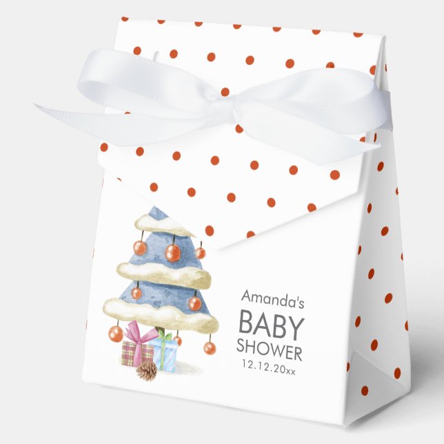 Caja Para Regalos Elegant Winter Bow Christmas Tree Baby Shower  (Anverso)