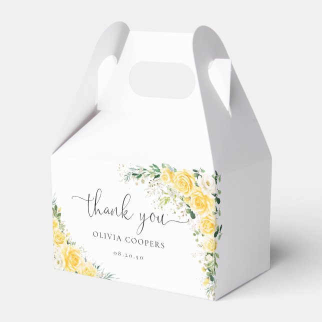 Caja Para Regalos Elegant Yellow Baby Shower Favor Box (Front Side)