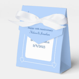 Caja Para Regalos Elegante 10 Aniversario Corazones románticos azul