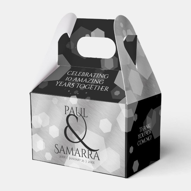 Caja Para Regalos Elegante 10° Aniversario del Boda Tin (Front Side)