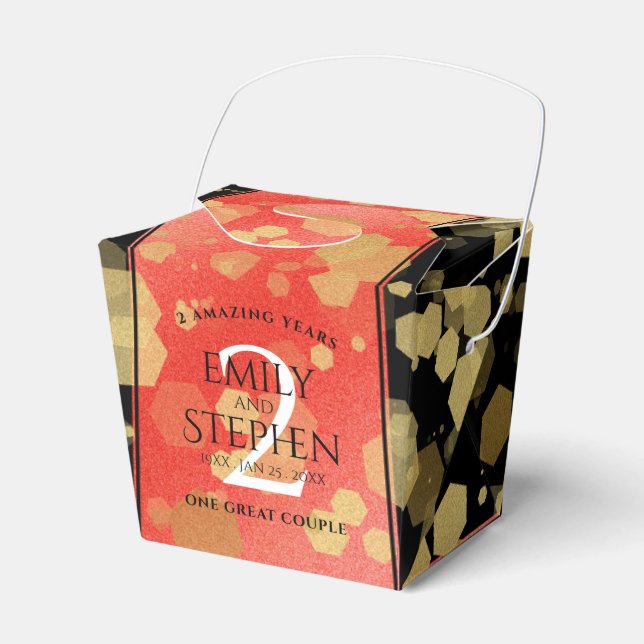 Caja Para Regalos Elegante 2º Aniversario del Boda Garnet (Front Side)
