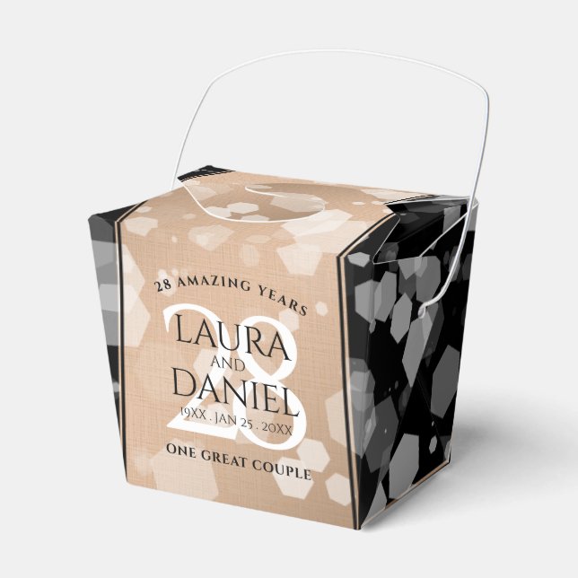 Caja Para Regalos Elegante 28º Aniversario del Boda Linen (Front Side)