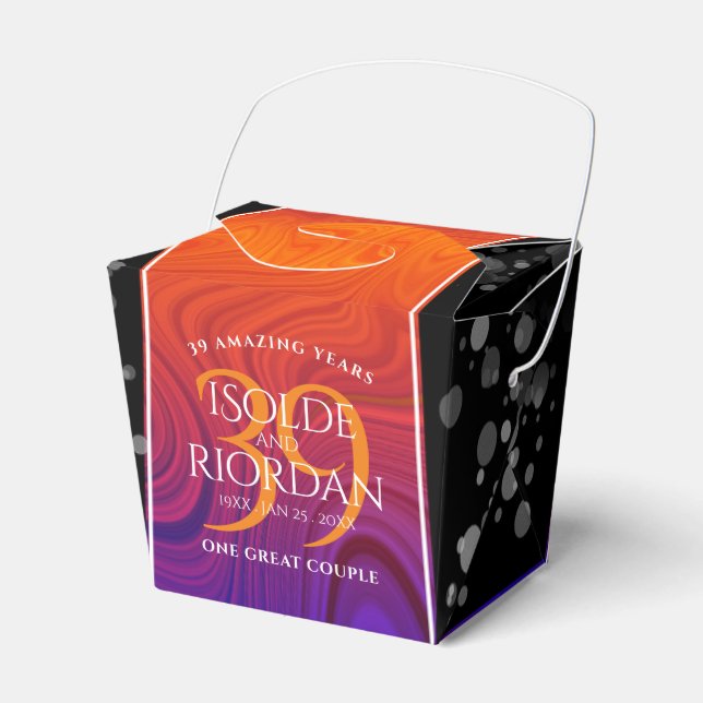 Caja Para Regalos Elegante 39° Aniversario del Boda Agate (Front Side)
