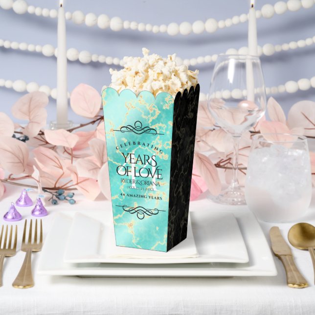 Caja Para Regalos Elegante 44° Aniversario Boda Turquesa (Boda)