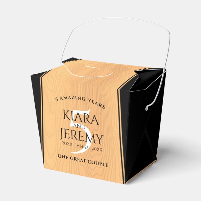 Caja Para Regalos Elegante 5º Aniversario del Boda de Madera (Front Side)