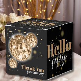 Caja Para Regalos Elegante 50 cumpleaños Black Faux Gold Gracias