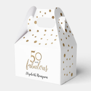 Caja Para Regalos Elegante 50 y fabuloso Confetti de oro blanco de c