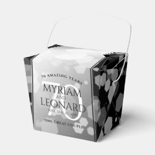 Caja Para Regalos Elegante 70° Aniversario del Boda Platino
