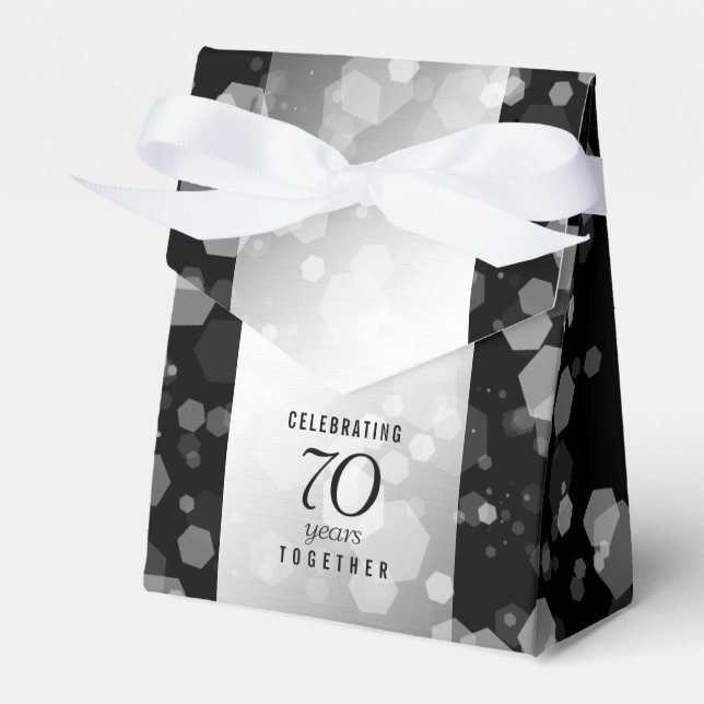 Caja Para Regalos Elegante 70° Aniversario del Boda Platino (Front Side)