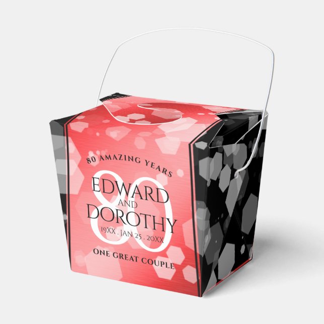 Caja Para Regalos Elegante 80° Aniversario del Boda de Ruby (Front Side)