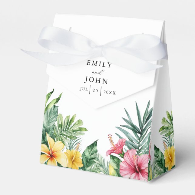 Caja Para Regalos Elegante acuarela Boda tropical floral (Front Side)