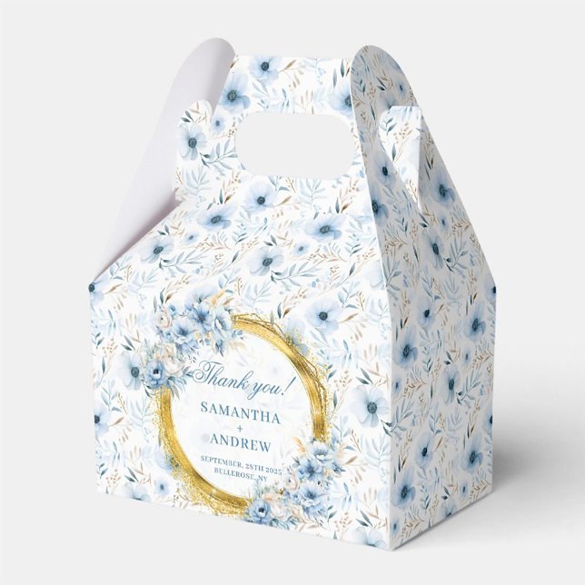 Caja Para Regalos Elegante acuarela Boho Dusty Blue Gold Boda (Elegant Watercolor Boho Dusty Blue Gold Wedding Favor Boxes)