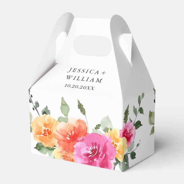 Caja Para Regalos Elegante acuarela brillante Boda floral festivo (Front Side)