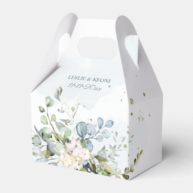 Caja Para Regalos Elegante acuarela Dusty Blue Gum Eucalyptus (Front Side)
