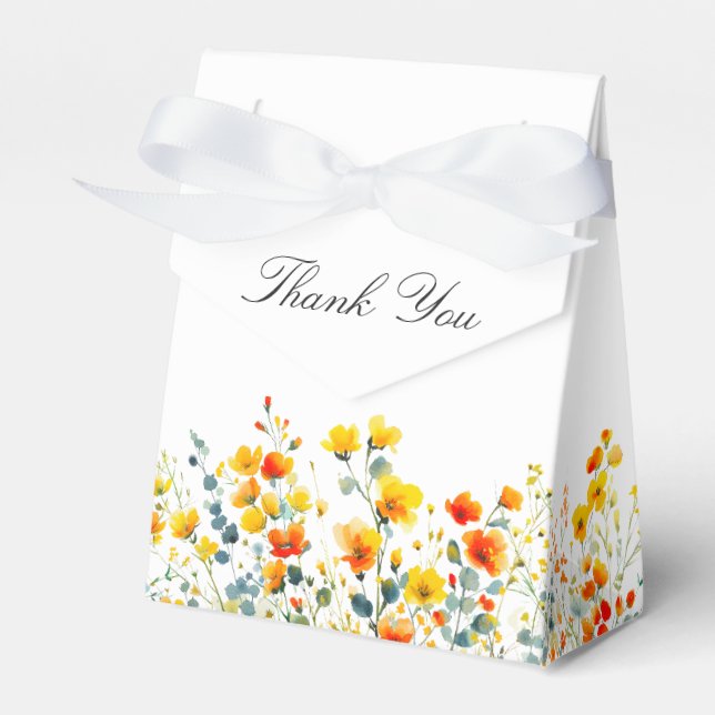 Caja Para Regalos Elegante acuarela Flor silvestre ducha de novia (Front Side)