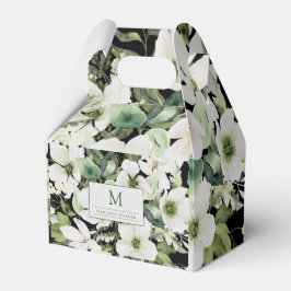 Caja Para Regalos Elegante acuarela floral blanco y negro