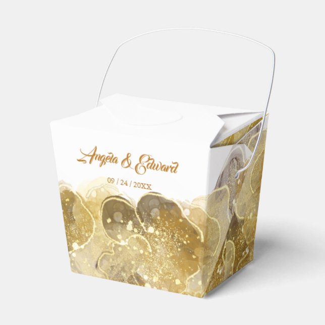 Caja Para Regalos Elegante acuarela Gold Wedding Favor Box (Front Side)