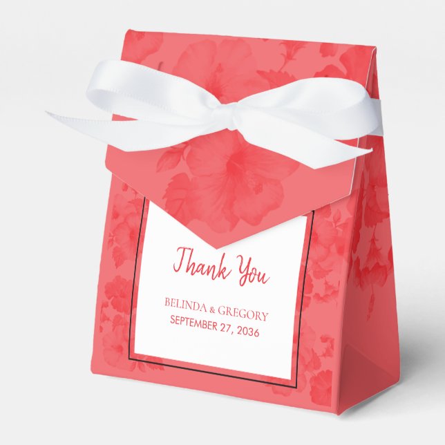 Caja Para Regalos Elegante acuarela Hibiscus Boda (Front Side)