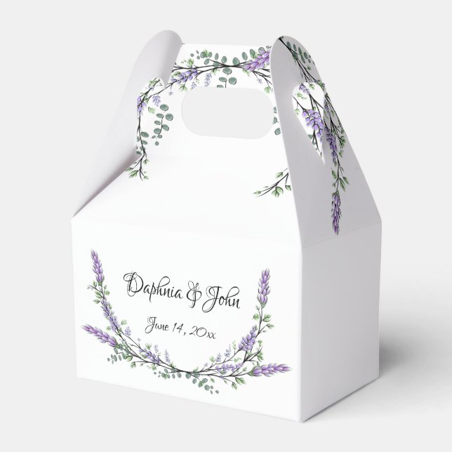 Caja Para Regalos Elegante acuarela lavanda verde botánico (Front Side)