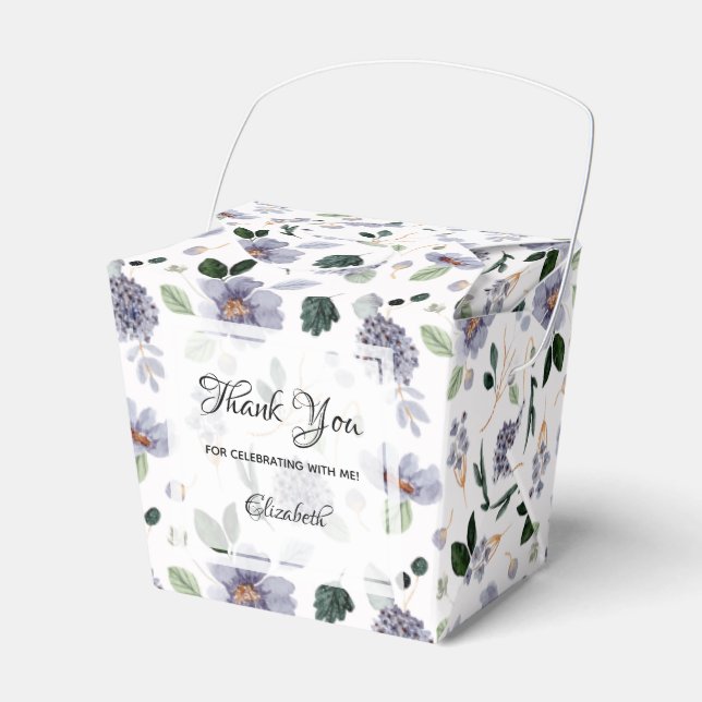 Caja Para Regalos Elegante acuarela morado floral (Front Side)