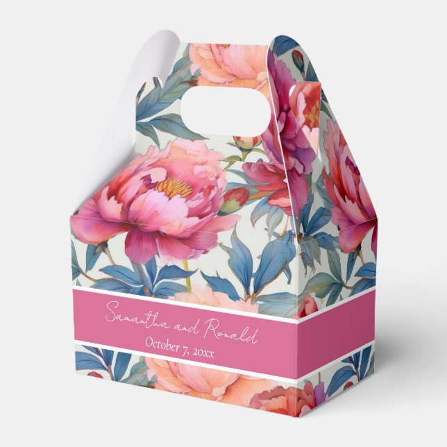 Caja Para Regalos Elegante acuarela Peony Flowers Favx Boxes (Front Side)