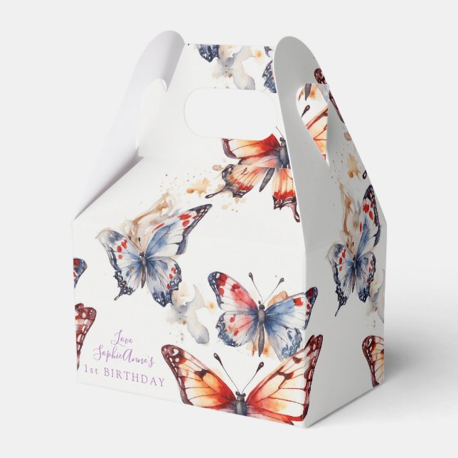Caja Para Regalos Elegante acuarela Personalizado de mariposas lúdic (Front Side)